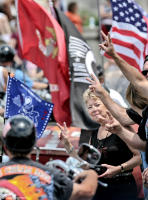 Rolling Thunder riders are welcomed to Washington.