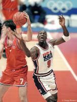 Michael Jordan steals the ball from Toni Kukoc; 1992 gold medal game.